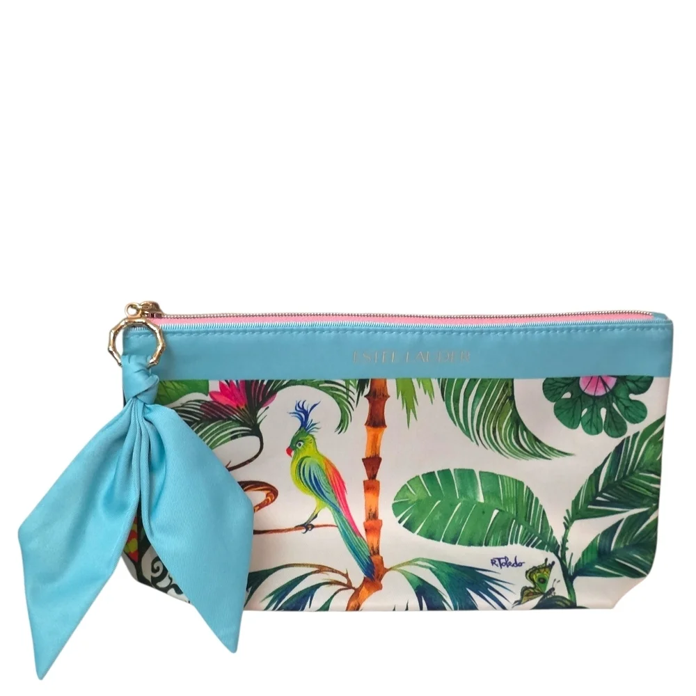 Estée Lauder x R. Toledo Tropical Bird Parrot Palm Print Cosmetic Pouch